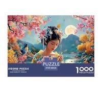 Girl with Black Curly Hair 1000 Pcs Stabiler Karton Puzzle Traditional Beauty Lebendige Bilder Kreatives Spiel Puzzles Für Erwachsene Und Kinder 38x26cm/1000pcs
