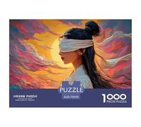 Girl with Black Hair 1000 Piezas Papel Ecológico Rompecabezas Fantasy Girl Liberador De Estrés Juego Familiar Puzzle para Adultos Y Niños 70x50cm/1000pcs