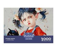 Girl with Brown Hair in Pigtails 1000 Pcs Papel Ecológico Rompecabezas Girl Imposible, Difícil Juego Familiar Puzzle Juego De Desafío Difícil 52x38cm/1000pcs