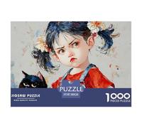 Girl with Brown Hair in Pigtails 1000 Pcs Papel Ecológico Rompecabezas Girl Imposible, Difícil Juego Familiar Puzzle Juego De Desafío Difícil 38x26cm/1000pcs