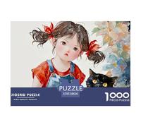 Girl with Brown Hair in Pigtails 1000 Piezas Cartón Fuerte Rompecabezas Girl Liberador De Estrés Juego Familiar Puzzle para Adultos Y Niños 38x26cm/1000pcs