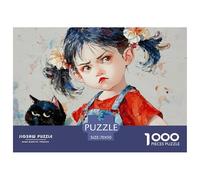 Girl with Brown Hair in Pigtails 1000 Piezas Cartón Rompecabezas Girl Imposible, Difícil Juego Familiar Puzzle para Niños Pequeños 70x50cm/1000pcs