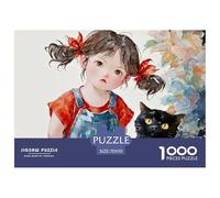 Girl with Brown Hair in Pigtails 1000 Piezas Papel Ecológico Rompecabezas Girl Liberador De Estrés Juego Creativo Puzzle para Niños Pequeños 70x50cm/1000pcs