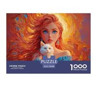 Girl with Long Red Hair 1000 Pcs Papel Ecológico Rompecabezas Fantasy Girl Liberador De Estrés Juego Creativo Puzzle para Adultos Y Niños 52x38cm/1000pcs