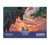 Girl with Long White Hair 1000 Pcs Ökopapier Puzzle Wolf and Sunset Stressabbau Kreatives Spiel Puzzles Als Wohnaccessoires 52x38cm/1000pcs