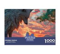 Girl with Long White Hair 1000 Stück Ökopapier Puzzle Wolf and Sunset Lebendige Bilder Familienspiel Puzzles Für Erwachsene Und Kinder 38x26cm/1000pcs