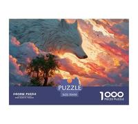 Girl with Long White Hair 1000 Stück Ökopapier Puzzle Wolf and Sunset Lebendige Bilder Familienspiel Puzzles Als Wohnaccessoires 70x50cm/1000pcs