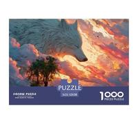 Girl with Long White Hair 1000 Stück Ökopapier Puzzle Wolf and Sunset Lebendige Bilder Kreatives Spiel Puzzles Für Erwachsene Und Kinder 52x38cm/1000pcs