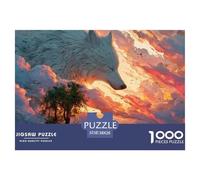 Girl with Long White Hair 1000 Stück Stabiler Karton Puzzle Wolf and Sunset Stressabbau Familienspiel Puzzles Als Geburtstagsgeschenke 38x26cm/1000pcs