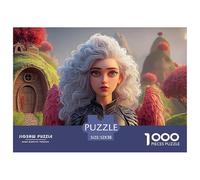 Girl with Silver Hair 1000 Pcs Papel Ecológico Rompecabezas Storybook Cottage Liberador De Estrés Juego Creativo Puzzle Juego De Desafío Difícil 52x38cm/1000pcs