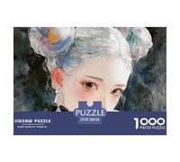 Girl with Silver Hair Two Buns Hairstyle 1000 Pcs Ökopapier Puzzle Lovely Girl Stressabbau Kreatives Spiel Puzzles Als Wohnaccessoires 38x26cm/1000pcs
