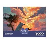 Girl with Wolf 1000 Stück Stabiler Karton Puzzle Wolf Under The Sunset Lebendige Bilder Kreatives Spiel Puzzles Für Erwachsene Und Kinder 52x38cm/1000pcs