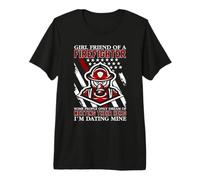 Girlfriend of A Firefighter American Flag Fireman Camiseta Premium