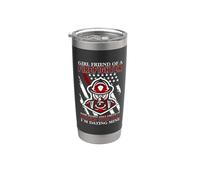 Girlfriend Of A Firefighter American Flag Fireman Vaso térmico de acero inoxidable de doble pared