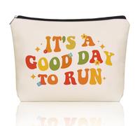 Girlly Bolsa de maquillaje de regalo para mamá corriente: bonita bolsa de cosméticos y artículos de tocador es un buen día para correr para niñas, corredoras, sobrinas, novias, madres, compañeras de