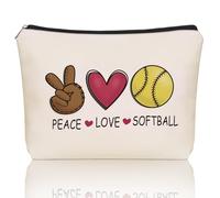 Girlly Bolsa de maquillaje para regalos de sóftbol: bolsas de cosméticos versátiles con temática de sóftbol, perfectas para adolescentes, amantes, mamá, abuela, hermana, regalo ideal para viajes,