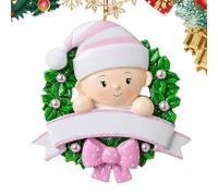 Girls 1st Christmas Ornaments, First Christmas Ornament - primer navideño, Resina Niña en Corona Primer Recuerdo Decoración para nuevos padres, recién nacidos bebés niños niñas