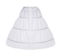 Girls 3 Hoops Enagua Full Slip Lace Trim Flower Girl Adjustable Waist Skirt Underskirt Underskirt Skort Niñas Slip Dress Satin Petticoat Niñas Blanco, a, 12-13 años