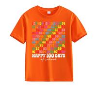 Girls and Boys Casual Short Sleeved T Shirt 100 Days of School Opening 100 Days Aniversary Personality Loose Short Sleeved Girl Pullover, naranja, 4-5 años