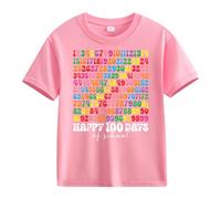 Girls and Boys Casual Short Sleeved T Shirt 100 Days of School Opening 100 Days Aniversary Personality Loose Short Sleeved Girl Pullover, Rosa., 4-5 años