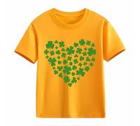 Girls and Boys Casual Short Sleeved T Shirt St Day Middle and Large Children's Retro Personality 2D Printing Children's Loose Short Sleeved 2 en 1 Blusa Mujer, amarillo, 8-9 años