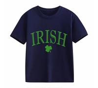 Girls and Boys Casual Short Sleeved T Shirt St Day Middle and Large Children's Retro Personality 2D Printing Children's Loose Short Sleeved Christmas Decor, marine, 8-9 años