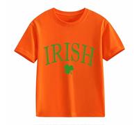 Girls and Boys Casual Short Sleeved T Shirt St Day Middle and Large Children's Retro Personality 2D Printing Children's Loose Short Sleeved Christmas Decor, naranja, 3-4 años
