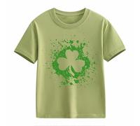 Girls and Boys Casual Short Sleeved T Shirt St Day Middle and Large Children's Retro Personality 2D Printing Children's Loose Short Sleeved Baby Shirts Mädchen 68, verde, 10-11Years