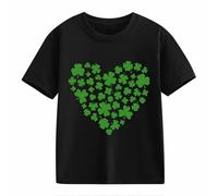 Girls and Boys Casual Short Sleeved T Shirt St Day Middle and Large Children's Retro Personality 2D Printing Children's Loose Short Sleeved 2 en 1 Blusa Mujer, Negro , 2-3 años