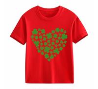 Girls and Boys Casual Short Sleeved T Shirt St Day Middle and Large Children's Retro Personality 2D Printing Children's Loose Short Sleeved 2 en 1 Blusa Mujer, rojo, 12-13 años