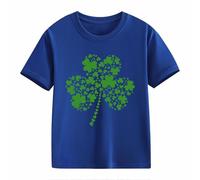 Girls and Boys Casual Short Sleeved T Shirt St Day Middle and Large Children's Retro Personality 2D Printing Children's Loose Short Sleeved Tumblr T Shirt Mädchen, azul, 2-3 años