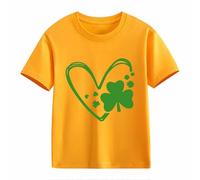 Girls and Boys Casual Short Sleeved T Shirt St Day Middle and Large Children's Retro Personality 2D Printing Children's Loose Short Sleeved Shirt Kinder Langarm, amarillo, 3-4 años