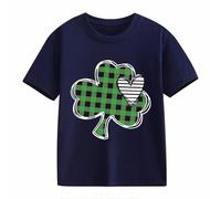 Girls and Boys Casual Short Sleeved T Shirt St Day Middle and Large Children's Retro Personality 2D Printing Children's Loose Short Sleeved Niños T Shirt Bauchfrei, marine, 6-7 años
