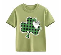 Girls and Boys Casual Short Sleeved T Shirt St Day Middle and Large Children's Retro Personality 2D Printing Children's Loose Short Sleeved Niños T Shirt Bauchfrei, verde, 4-5 años