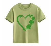 Girls and Boys Casual Short Sleeved T Shirt St Day Middle and Large Children's Retro Personality 2D Printing Children's Loose Short Sleeved Yoga Damen Langarm, verde, 8-9 años