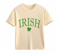 Girls and Boys Casual Short Sleeved T Shirt St Day Middle and Large Children's Retro Personality 2D Printing Children's Loose Short Sleeved Christmas Decor, beige, 12-13 años