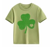 Girls and Boys Casual Short Sleeved T Shirt St Day Middle and Large Children's Retro Personality 2D Printing Children's Loose Short Sleeved Training Shirt Mädchen, verde, 2-3 años