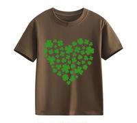 Girls and Boys Casual Short Sleeved T Shirt St Day Middle and Large Children's Retro Personality 2D Printing Children's Loose Short Sleeved 2 en 1 Blusa Mujer, marrón, 6-7 años