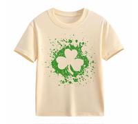 Girls and Boys Casual Short Sleeved T Shirt St Day Middle and Large Children's Retro Personality 2D Printing Children's Loose Short Sleeved Baby Shirts Mädchen 68, beige, 10-11Years