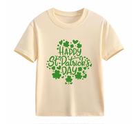 Girls and Boys Casual Short Sleeved T Shirt St Day Middle and Large Children's Retro Personality 2D Printing Children's Loose Short Sleeved Baby T Shirt Kurzarm Mädchen, beige, 8-9 años