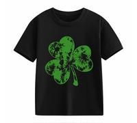 Girls and Boys Casual Short Sleeved T Shirt St Day Middle and Large Children's Retro Personality 2D Printing Children's Loose Short Sleeved Chiffon Shirt Mädchen, Negro , 4-5 años