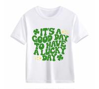 Girls and Boys Casual Short Sleeved T Shirt St Day Middle and Large Children's Retro Personality 2D Printing Children's Loose Short Sleeved Camiseta de Manga Corta para Niñas 140, Blanco, 4-5 años