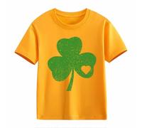 Girls and Boys Casual Short Sleeved T Shirt St Day Middle and Large Children's Retro Personality 2D Printing Children's Loose Short Sleeved Training Shirt Mädchen, amarillo, 12-13 años