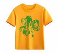Girls and Boys Casual Short Sleeved T Shirt St Day Middle and Large Children's Retro Personality 2D Printing Children's Loose Short Sleeved Baby 1 Año Antiguo, amarillo, 12-13 años