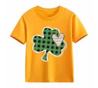 Girls and Boys Casual Short Sleeved T Shirt St Day Middle and Large Children's Retro Personality 2D Printing Children's Loose Short Sleeved Niños T Shirt Bauchfrei, amarillo, 8-9 años