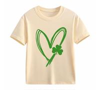 Girls and Boys Casual Short Sleeved T Shirt St Day Middle and Large Children's Retro Personality 2D Printing Children's Loose Short Sleeved Shirt Mädchen Spitze, beige, 12-13 años