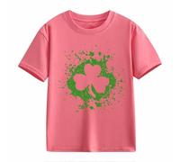 Girls and Boys Casual Short Sleeved T Shirt St Day Middle and Large Children's Retro Personality 2D Printing Children's Loose Short Sleeved Baby Shirts Mädchen 68, Rosa., 12-13 años