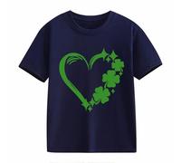 Girls and Boys Casual Short Sleeved T Shirt St Day Middle and Large Children's Retro Personality 2D Printing Children's Loose Short Sleeved Yoga Damen Langarm, marine, 12-13 años