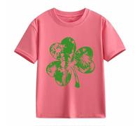 Girls and Boys Casual Short Sleeved T Shirt St Day Middle and Large Children's Retro Personality 2D Printing Children's Loose Short Sleeved Chiffon Shirt Mädchen, Rosa., 2-3 años