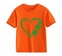 Girls and Boys Casual Short Sleeved T Shirt St Day Middle and Large Children's Retro Personality 2D Printing Children's Loose Short Sleeved Yoga Damen Langarm, naranja, 4-5 años
